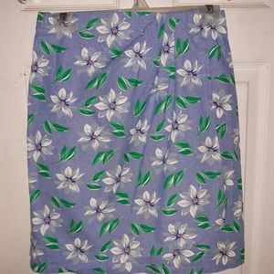 Cotton Chambray Flowered Wrap Mini Skirt